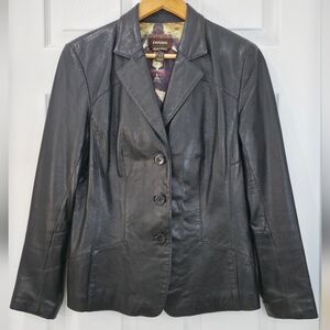 Danier Soft Italian Leather Black Blazer Jacket M-L 14